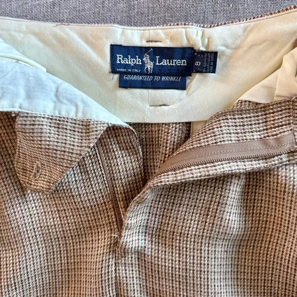 Ralph Lauren Blue Label c. 1980s Linen Skirt Birch &amp; Ivory Tweed | 8
