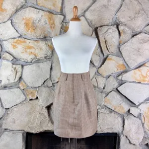Ralph Lauren Blue Label c. 1980s Linen Skirt Birch &amp; Ivory Tweed | 8