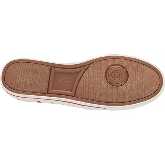 Ralph Lauren Jinny Canvas Sneaker Loafer Fashion Gold Logo White Red Blue Shoes