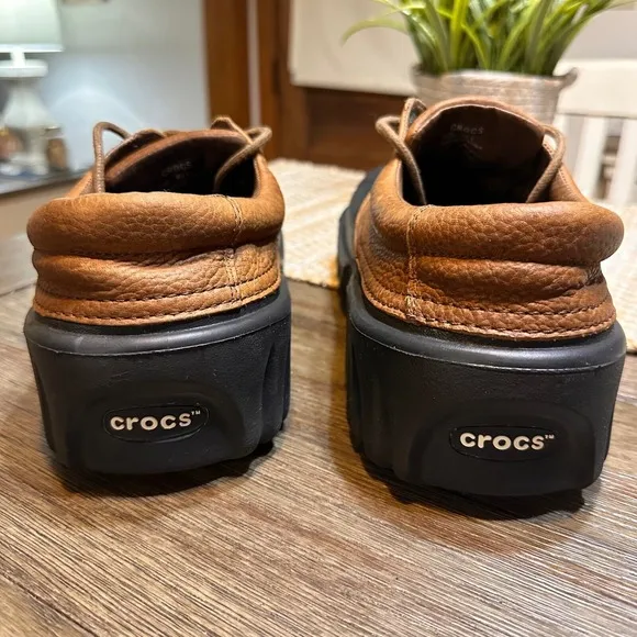 Rare Crocs Duck Axel All Terrain Island Leather / Rubber Clog Boat Shoes Mens 11