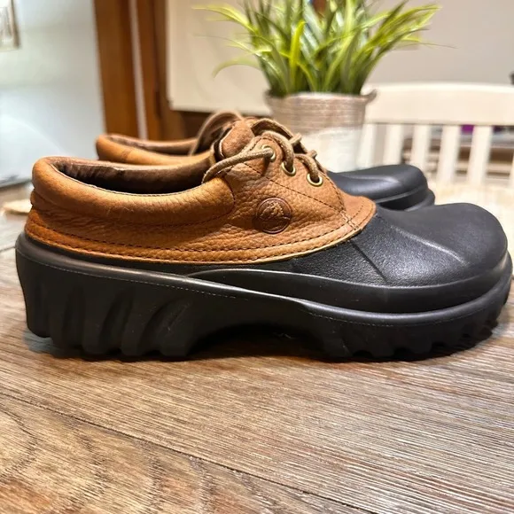 Rare Crocs Duck Axel All Terrain Island Leather / Rubber Clog Boat Shoes Mens 11