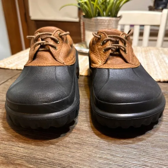 Rare Crocs Duck Axel All Terrain Island Leather / Rubber Clog Boat Shoes Mens 11