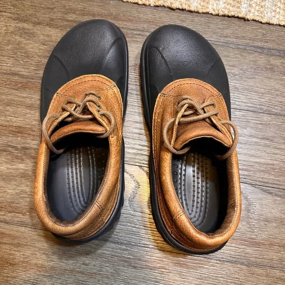 Rare Crocs Duck Axel All Terrain Island Leather / Rubber Clog Boat Shoes Mens 11