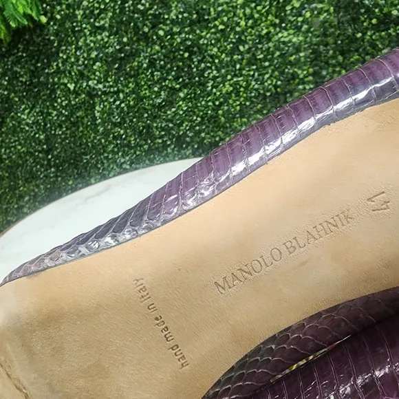 Rare Manolo Blahnik Elegant Purple Snakeskin Python Heels 41