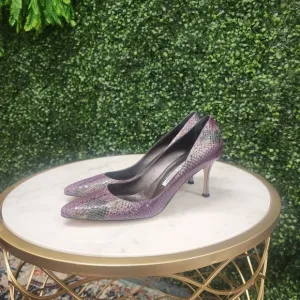 Rare Manolo Blahnik Elegant Purple Snakeskin Python Heels 41