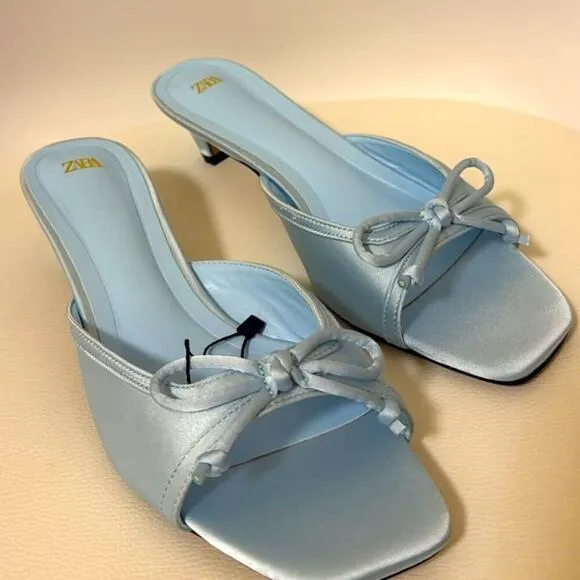 RARE!!! ZARA Kitten Heel Slides NWT