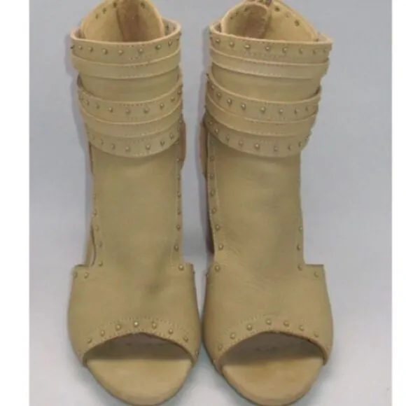 RAYE Tan Studded Stacked Heels Shoes