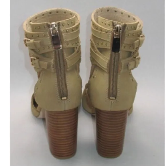 RAYE Tan Studded Stacked Heels Shoes