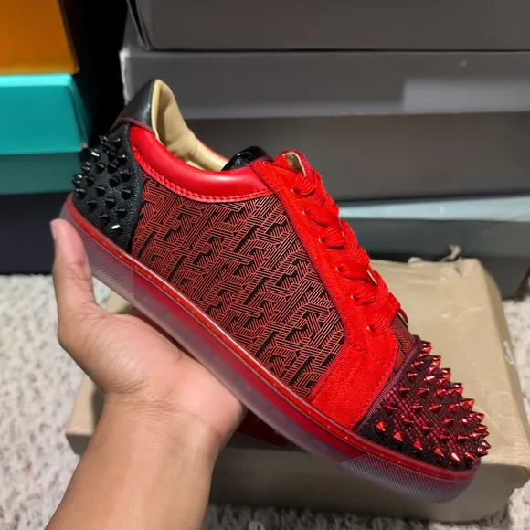 Red and Black Spiked Christian Loubotines