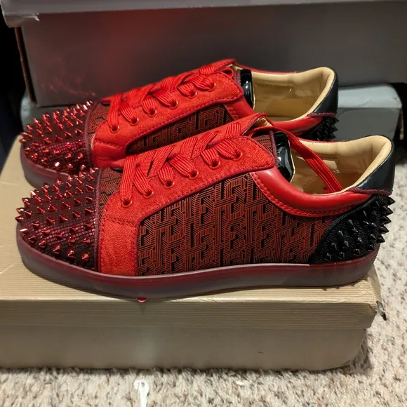 Red and Black Spiked Christian Loubotines