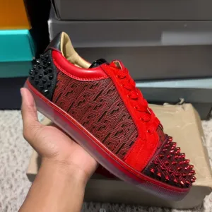 Red and Black Spiked Christian Loubotines