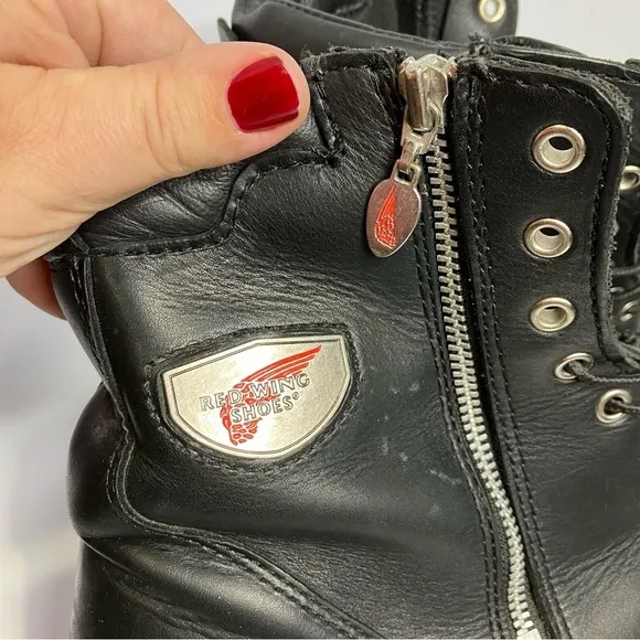 Red Wing Shoes black leather side zip motorcycle 967 boots steel toe size 14