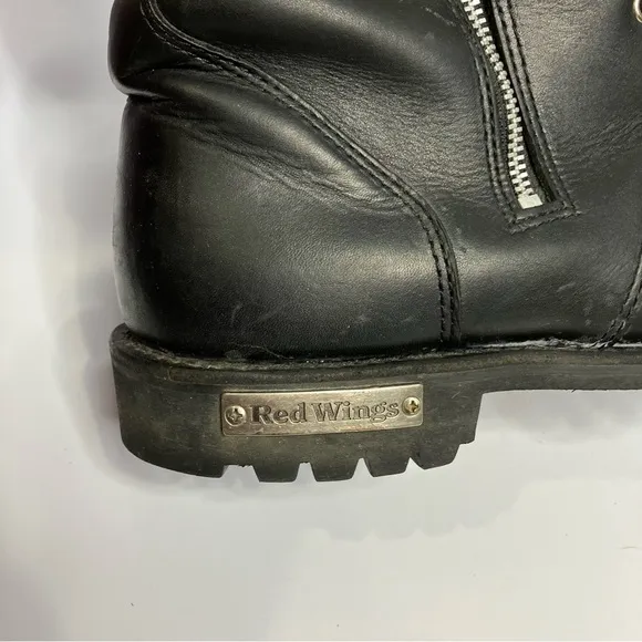 Red Wing Shoes black leather side zip motorcycle 967 boots steel toe size 14
