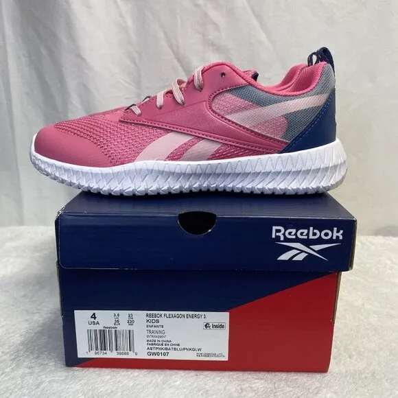 Reebok Flexagon Energy 3 Running Shoes Sneakers Kids Size 4 Pink/Blue GW0107 New