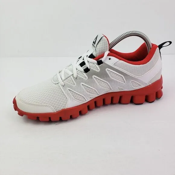 Reebok Realflex Transition 2 LP Mens Size 7.5 White Red Running Sneakers Shoes