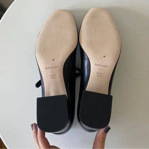 Reformation Max Block Heel Mary Jane Shoes in Black Size 11 NWOT