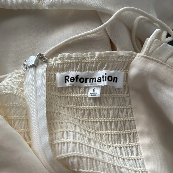 Reformation Ronan Midi Dress | White| Size 6 | Excellent Pre-Owned