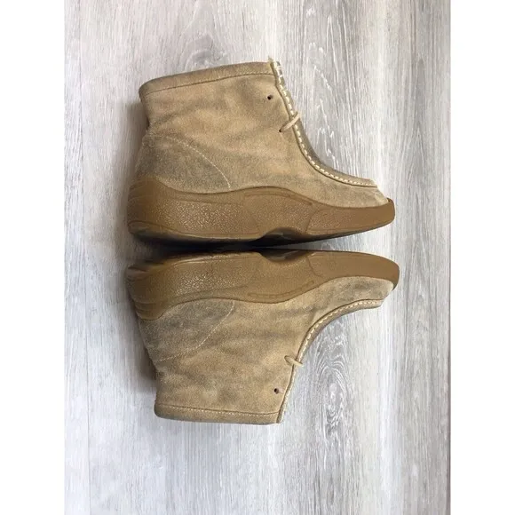 Report Kanga Y2k Women's  Tan Suede Leather Lace Up Chunky Platform Shoes US 7