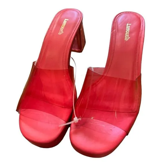 Revolve Larroude Jenn Pink Lucite Chunky Block Heel Sandals