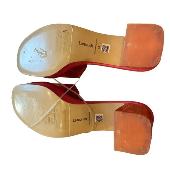Revolve Larroude Jenn Pink Lucite Chunky Block Heel Sandals