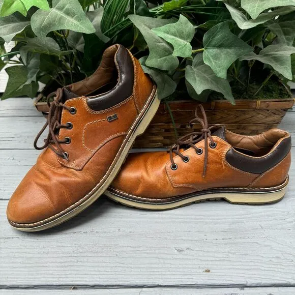 Rieker Vintage Leather Shoes Men Cognac Lace up Pre Owned Durable Retro Style