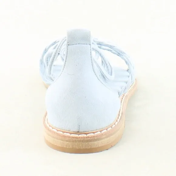 Right Bank Shoe Co Babe Blue Suede Leather Flat Sandals - Made in Italy  6.5