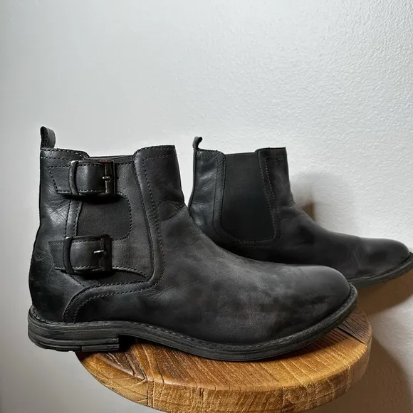Roan by Bed Stu Mens Boots Cynan Dark Grey Distressed Leather‎ Buckle Chelsea 11