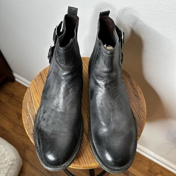 Roan by Bed Stu Mens Boots Cynan Dark Grey Distressed Leather‎ Buckle Chelsea 11