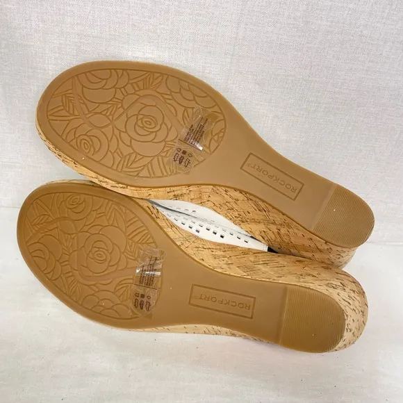 Rockport Breah Perforated‎ Wedge SandalWhite 8