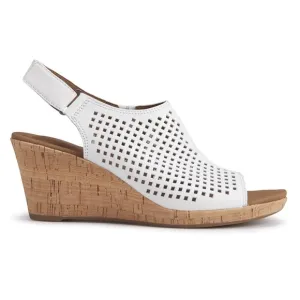 Rockport Breah Perforated‎ Wedge SandalWhite 8