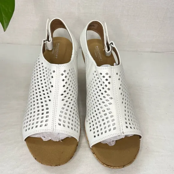 Rockport Breah Perforated‎ Wedge SandalWhite 8