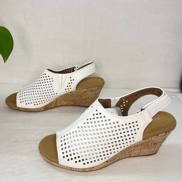 Rockport Breah Perforated‎ Wedge SandalWhite 8