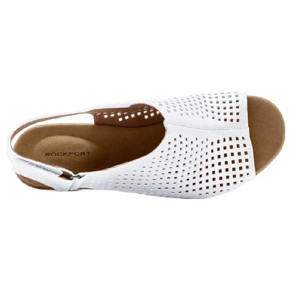 Rockport Breah Perforated‎ Wedge SandalWhite 8