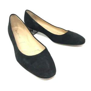 Ron White Women's Size 39 US 8.5 Almond Toe Block Heel Shoes Black Suede