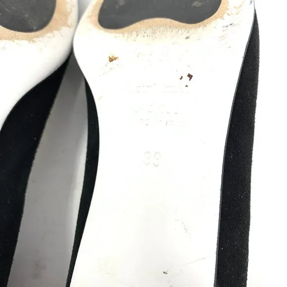 Ron White Women's Size 39 US 8.5 Almond Toe Block Heel Shoes Black Suede