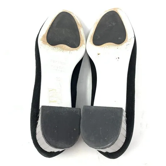 Ron White Women's Size 39 US 8.5 Almond Toe Block Heel Shoes Black Suede