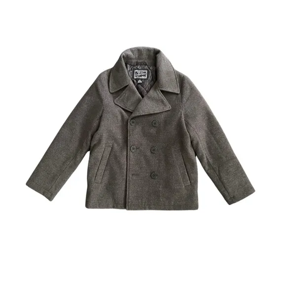 Rothschild Big Boys Double Breasted Charcoal Wool Peacoat