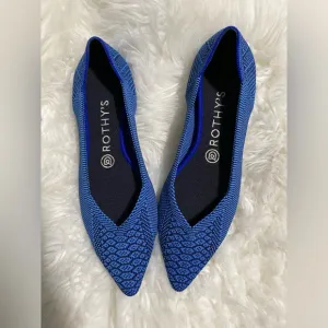 Rothy's Lapis Python Points Snake Print Two Tone Pointy Toe Shoes Blue size 8.5
