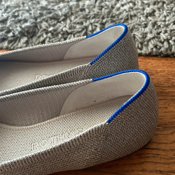 Rothy's Silver Metallic Gray The Point Shoes - Size 8