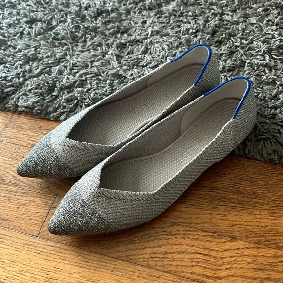 Rothy's Silver Metallic Gray The Point Shoes - Size 8