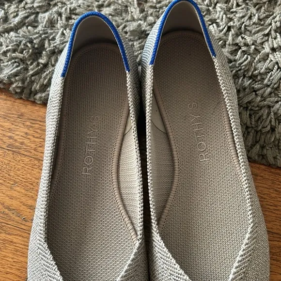Rothy's Silver Metallic Gray The Point Shoes - Size 8