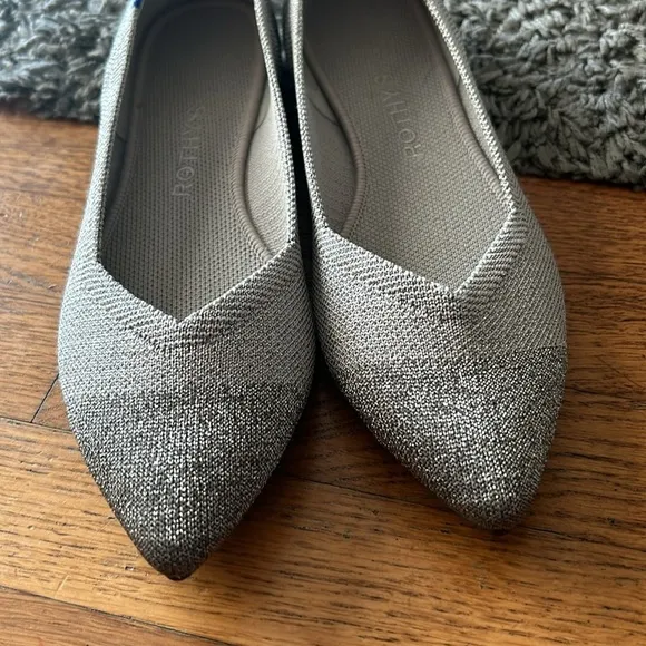 Rothy's Silver Metallic Gray The Point Shoes - Size 8