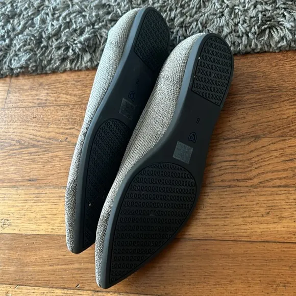 Rothy's Silver Metallic Gray The Point Shoes - Size 8