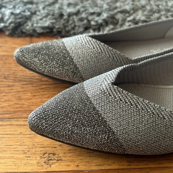 Rothy's Silver Metallic Gray The Point Shoes - Size 8