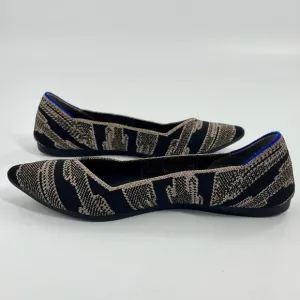 Rothy's The Point Golden Shimmer Shoes Knit Slip On comfort Flats Black Gold 6.5