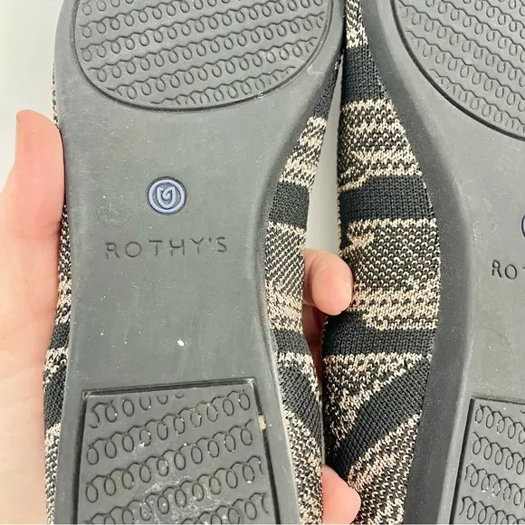 Rothy's The Point Golden Shimmer Shoes Knit Slip On comfort Flats Black Gold 6.5