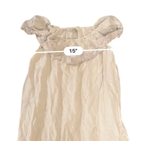 RTR Miguelina‎ Lisselle Linen Off White Off The Shoulder Lace Midi Dress Sz M