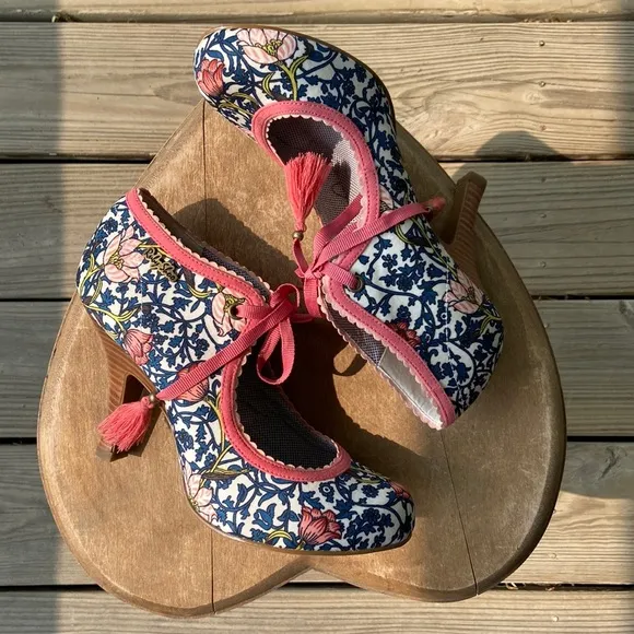 Ruby Shoo Willow ModCloth Floral Tassel Tie Heel Shoes Women’s Size 7