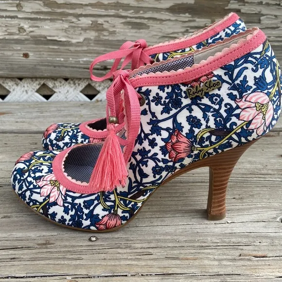 Ruby Shoo Willow ModCloth Floral Tassel Tie Heel Shoes Women’s Size 7