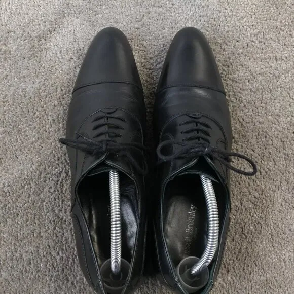 Russell &amp; Bromley Mens UK 7 Shoes Cap Toe Oxford Lace Up Black Leather Hand Made